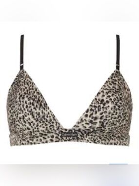Calvin Klein Leopard-Print satin  Triangle Bralette L